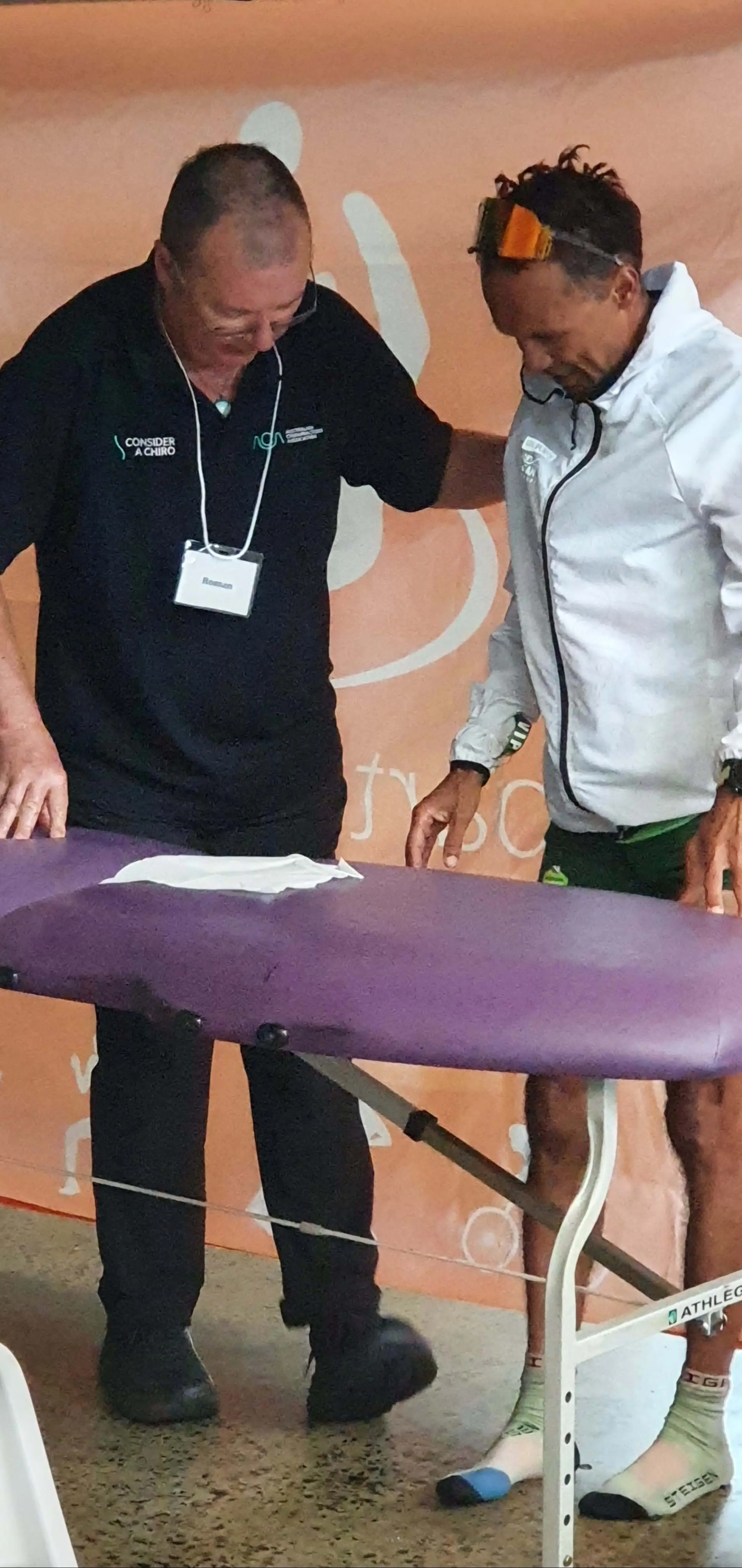 Hobart and Kingston Chiropractic providing care at Hobart Airport Marathon 2024