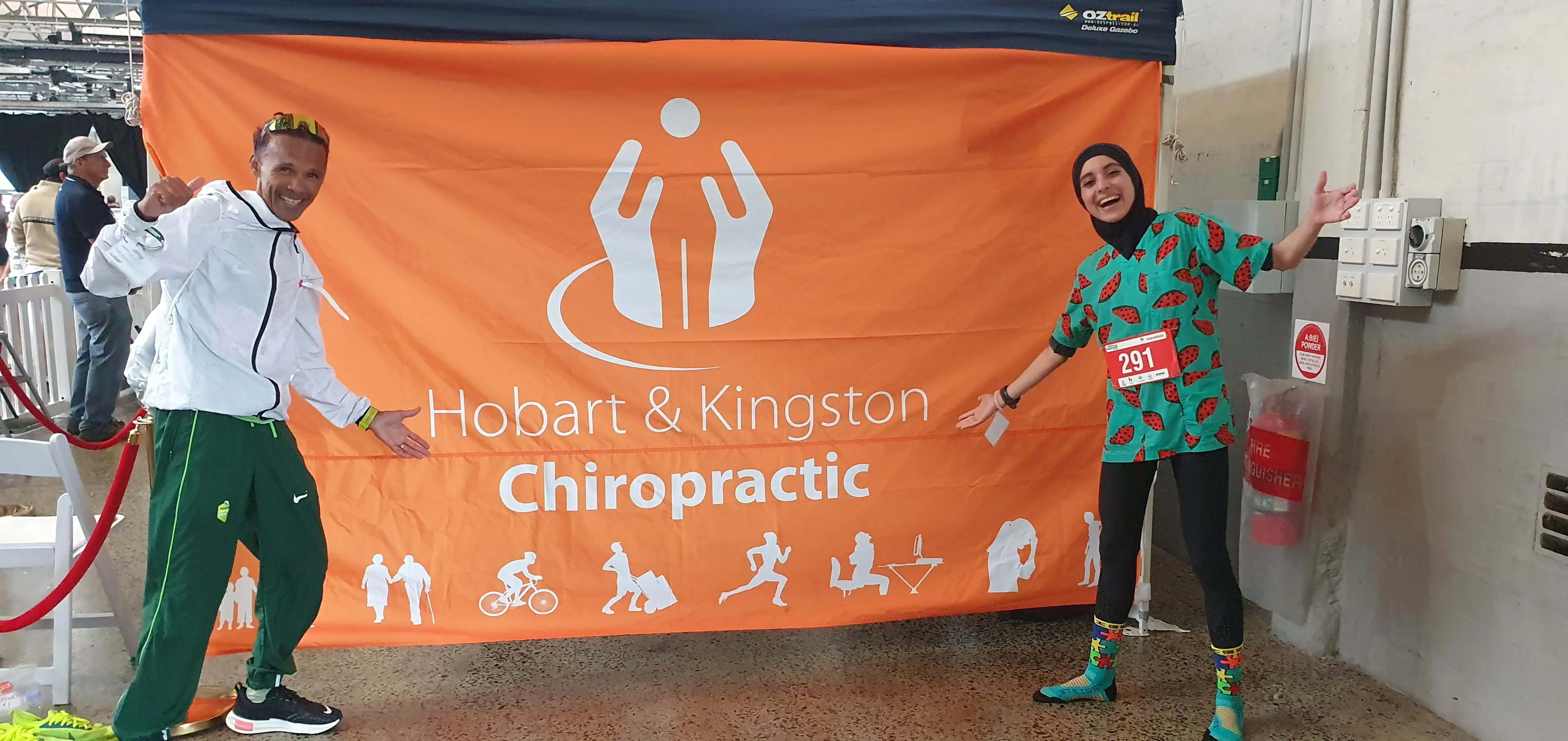 Hobart and Kingston Chiropractic providing care at Hobart Airport Marathon 2024
