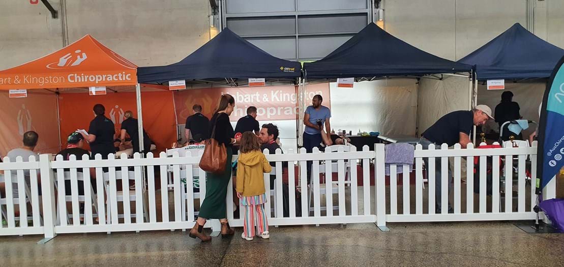 Hobart and Kingston Chiropractic providing care at Hobart Airport Marathon 2024