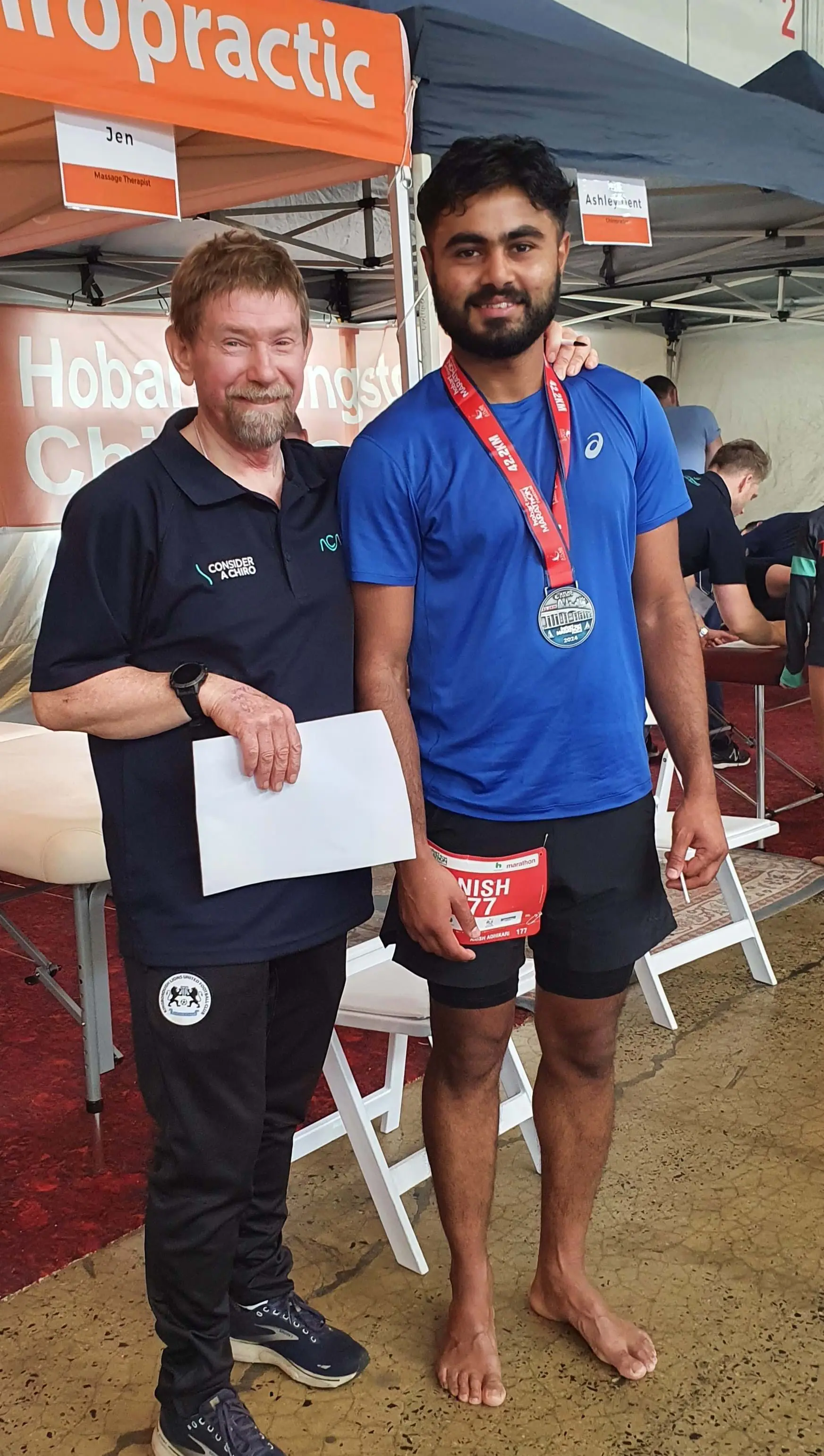 Hobart and Kingston Chiropractic providing care at Hobart Airport Marathon 2024