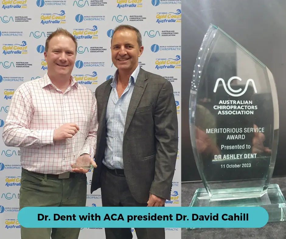 Dr Ashley Dent, National Award from Hobart Chiropractic