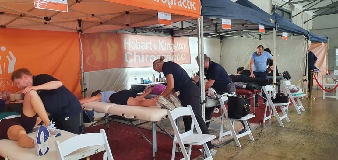 Hobart and Kingston Chiropractic providing care at Hobart Airport Marathon 2024